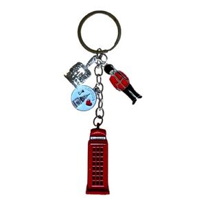 Elegant Red Keychain with London Icons
